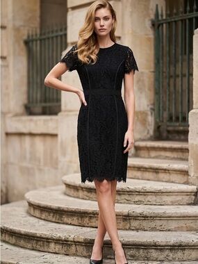eva mendes for New York & Company Black Lace Midi Dress